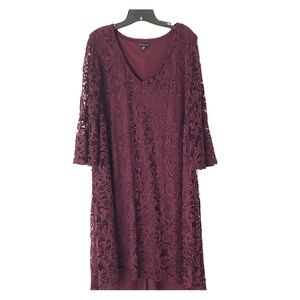 Lane Bryant burgundy lace overlay high-low dress